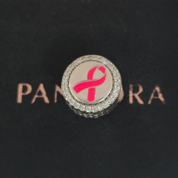 Pandora Pink Ribbon of Hope Charm Bead S925 Silver with box - Picture 1 of 7